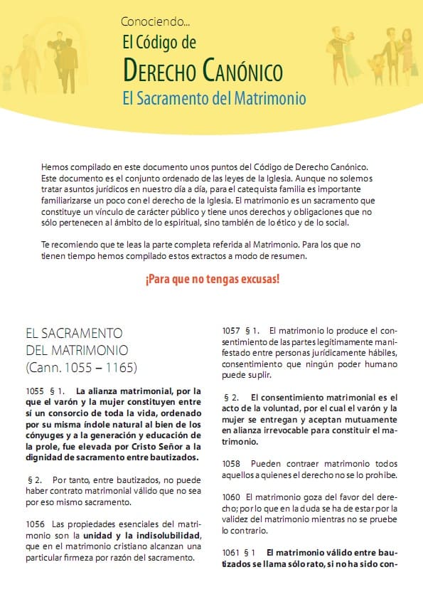 El Sacramento del Matrimonio - Extracto del Derecho Canónico